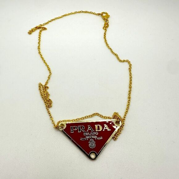 17" Authentic Prada tag on a gold over sterling silver chain, necklace! - Picture 1 of 9